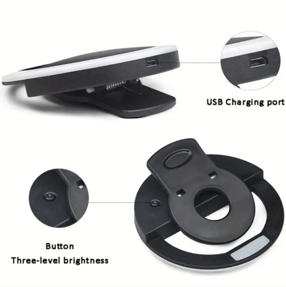 NEW LED Selfie Ring Light. USB Rechargeable 3 Settings - White‎ - Picture 3 of 6